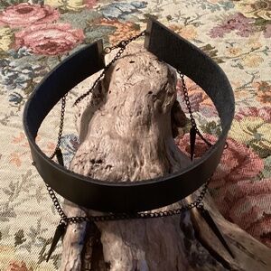 Black Leather Choker Necklace / Chain / Spikes